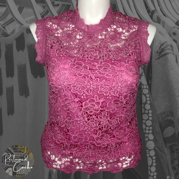 Nanette Nanette Lepore Chateau Rose Lace Tank Top - Size Medium - Picture 1 of 12